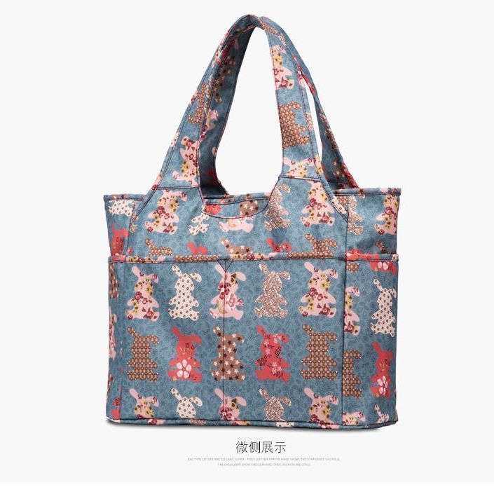 夏梵希 XIOFARSEY2025新款大容量手提包手提旅游牛津布休闲印花单肩包上班族托特包 兔子大号 (大容量首选) 高30  底部宽37 厚15CM