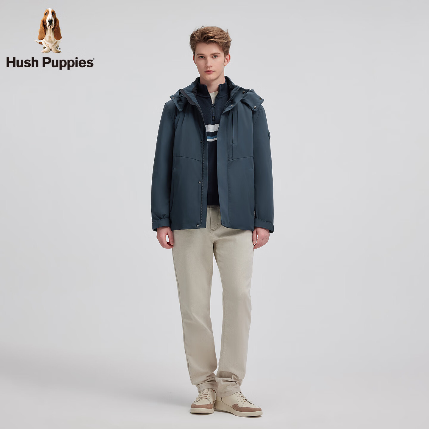 暇步士（Hush Puppies）【挺括有型】男装2025冬季新款蓬松舒适锁温安心绒羽绒服 靛光蓝 M