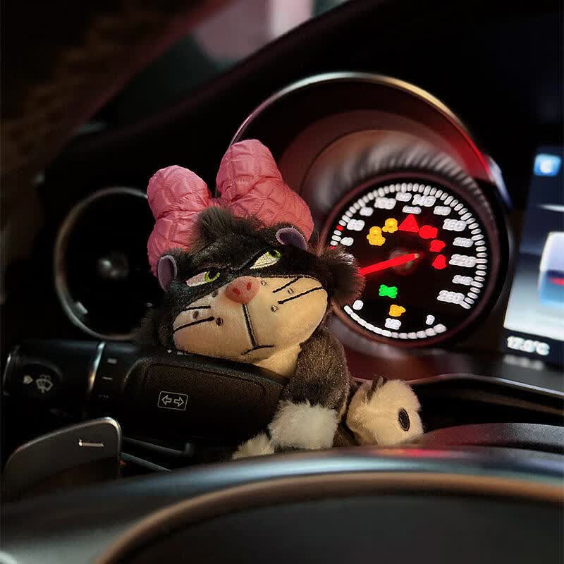 玩偶可爱猫咪毛绒方向灯公仔车载车内饰品摆件 怀挡装饰蝴蝶结鄙视猫