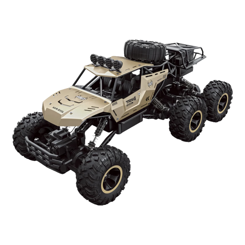 星域傳奇合金四驅(qū)越野車兒童遙控汽車3-6-8-12歲電動玩具男孩生日新年禮物 46CM六輪【合金車殼+探照燈】金色 【原裝整套】