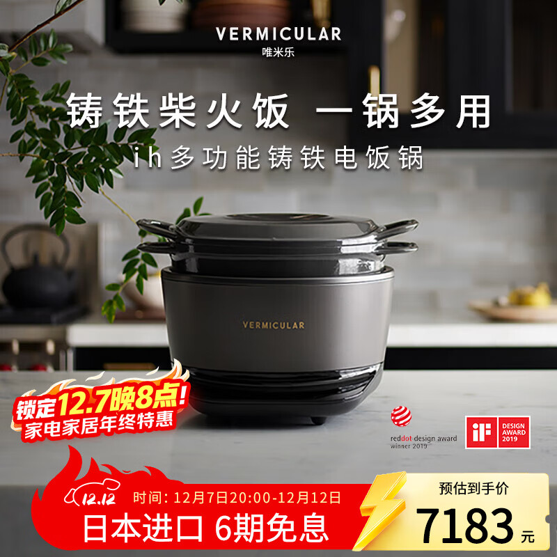 VERMICULAR【 IH多功能电饭锅】唯米乐日本原装进口电饭锅微压无涂层珐琅铸铁内锅 柴火饭煲多功能锅料理锅 太空灰 3.7L 京东折扣/优惠券