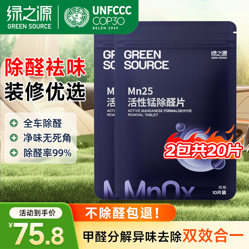 绿之源Mn25活性锰去甲醛分解毡强力除醛片甲醛清除剂母婴级家用除甲醛 Mn25丨活性锰除醛片丨20片装 10g 1包 10片/包