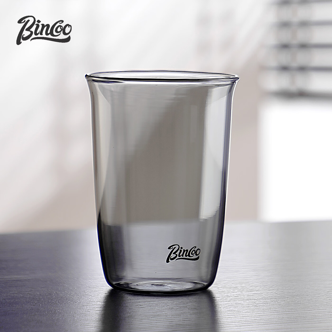 Bincoo黑武士玻璃杯拿铁冰美式牛奶特调鸡尾酒咖啡杯耐热杯子拉花 烟灰色咖啡杯-450ml