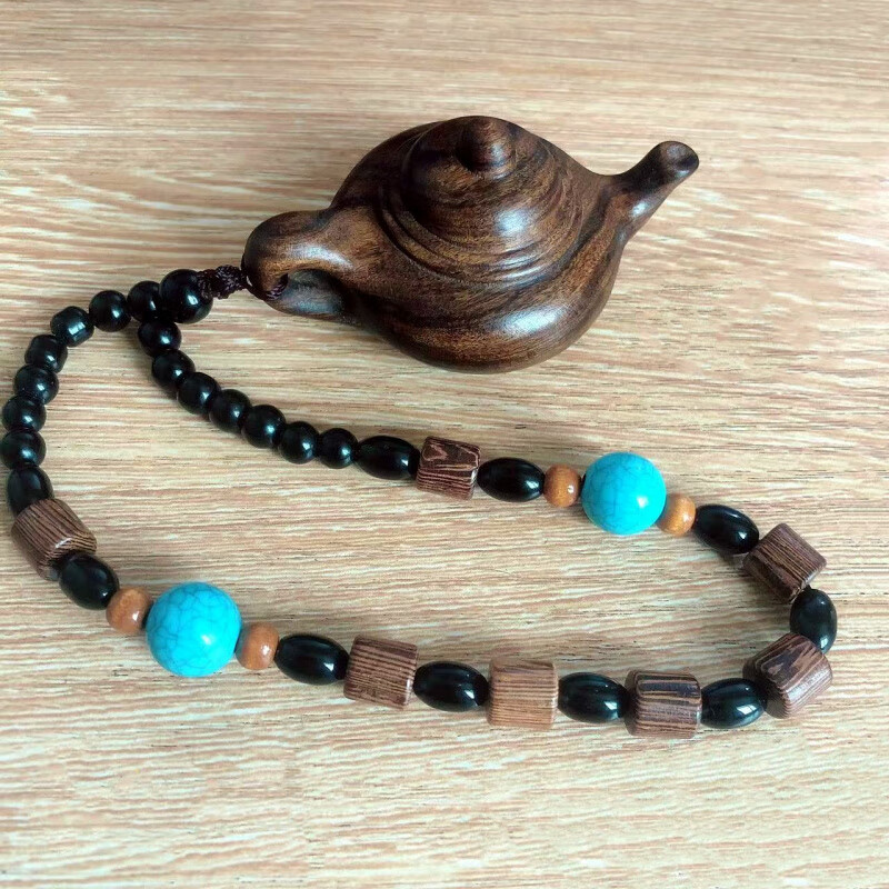 胖东来同款小叶紫檀手把件紫檀木雕刻小茶壶把把壶挂件把把壶汽车 黑