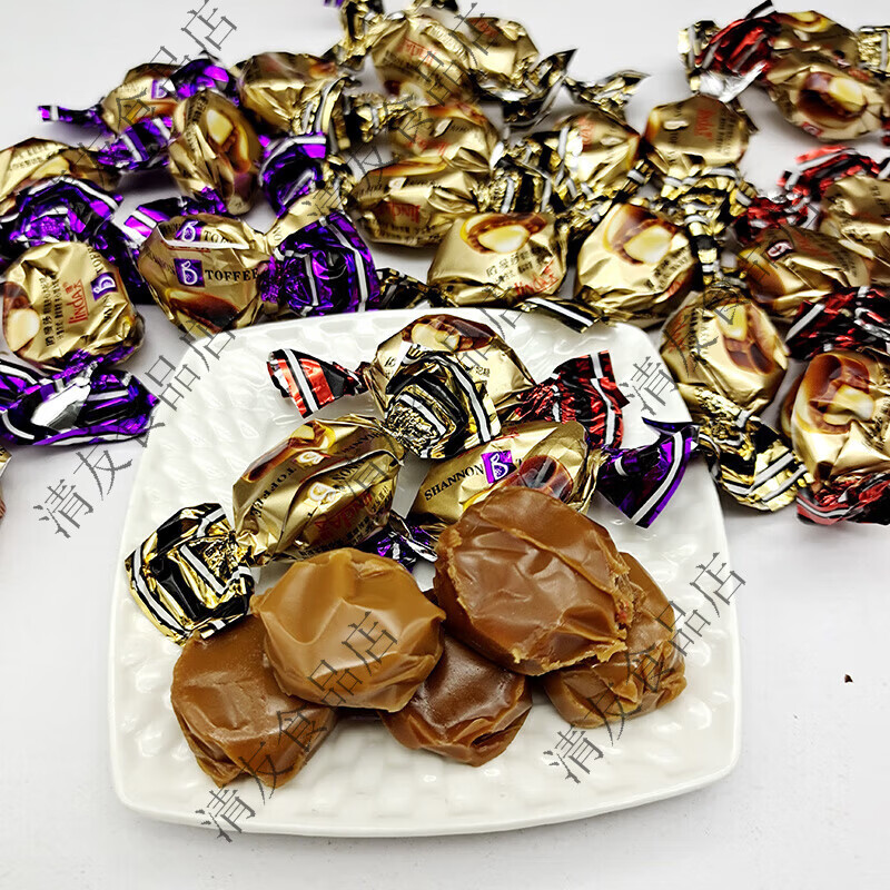 錦大歐曼莎椰奶醬夾心太妃糖散裝辦公休閑零食結(jié)訂婚慶喜糖果年貨 土豪金色1斤