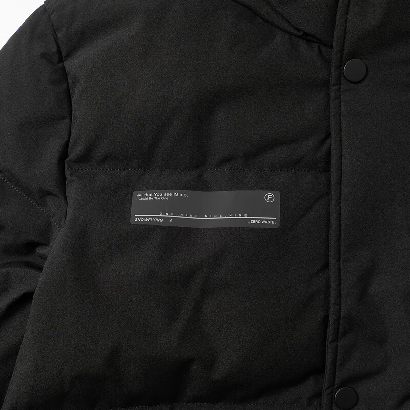 雪中飞秋冬新款时尚休闲舒适廓形男士“H”版型印花立领连帽羽绒服男 黑色|8056 L /175/96A