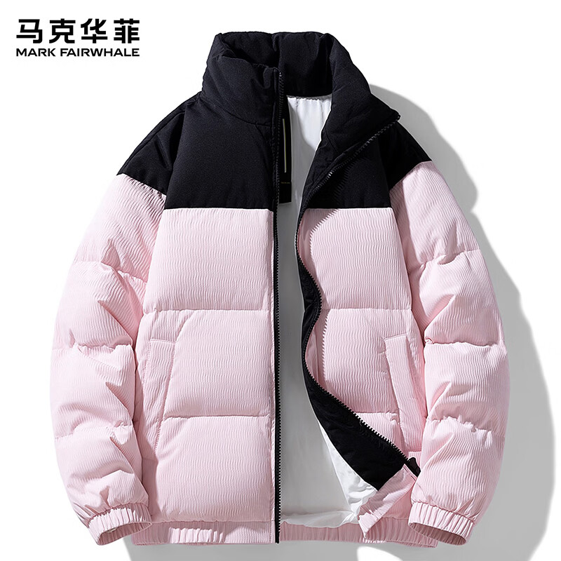 马克华菲(MARK FAIRWHALE)美式复古休闲立领羽绒服男士2026年春季新款宽松拼色时尚百搭上衣 紫色 【官方正品】 S 【建议80-100斤】