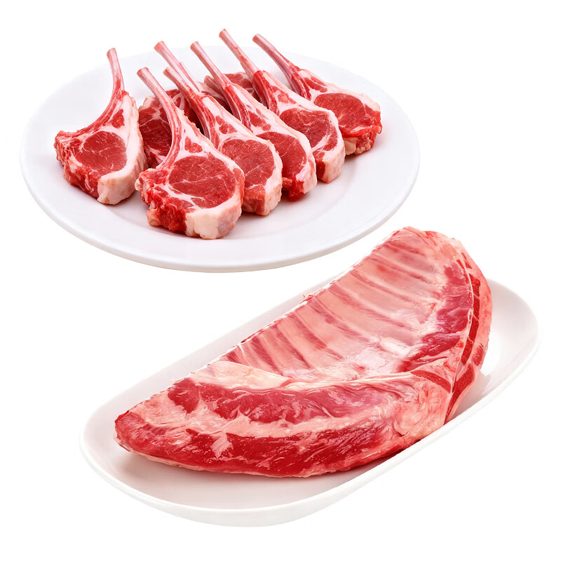 朔美羊京东严选 塞北滩羊月销100W+ 新鲜宰杀羔羊 羊排羊腿烧烤烤肉食材 【买3斤送1斤】3斤半排+1斤战斧羊排