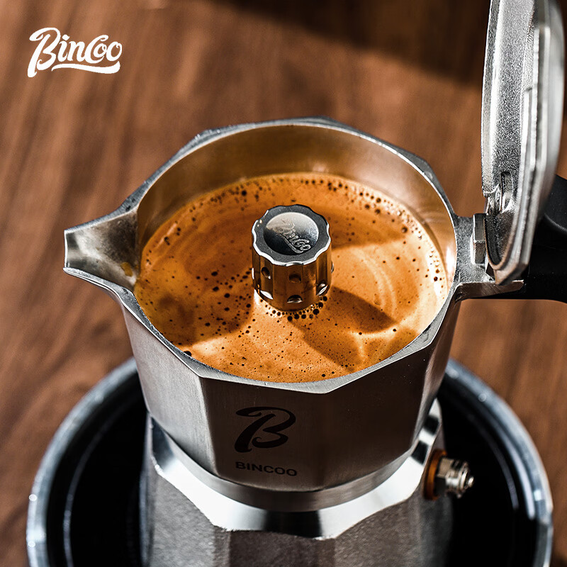 Bincoo三阀摩卡壶316不锈钢家用小型双阀煮咖啡壶意式咖啡机套装 316不锈钢摩卡壶01款-2人份-5件套