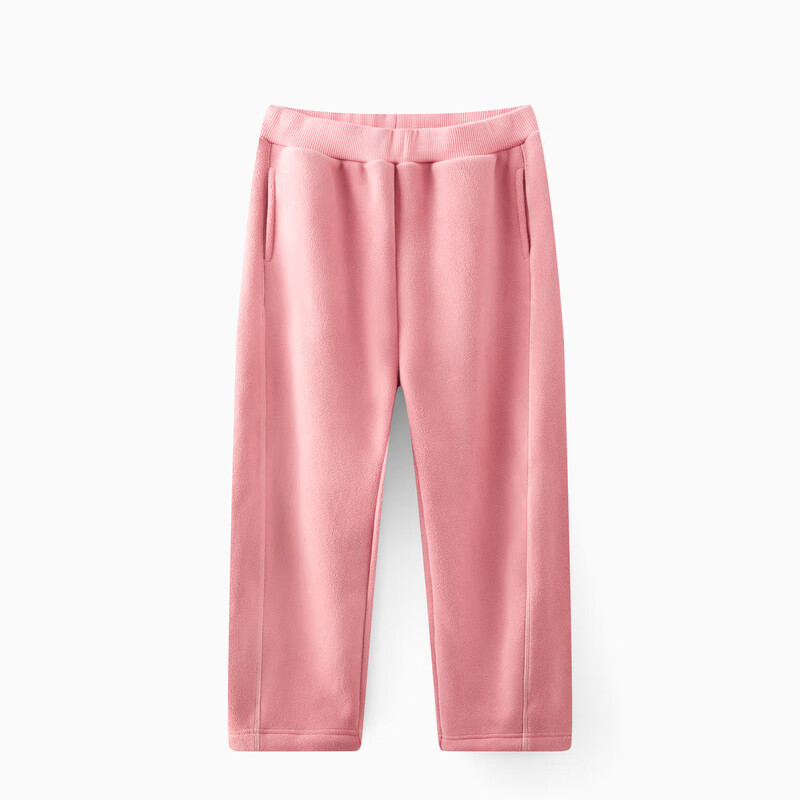 MQD女大童加绒运动裤深粉