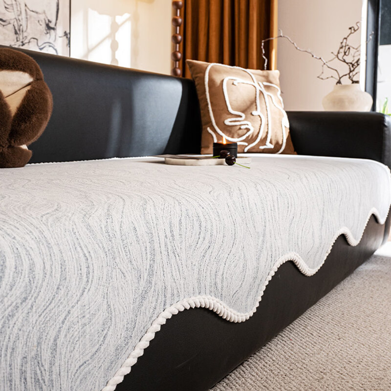 无印良品异形沙发垫四季通用加厚轻奢高级感皮沙发坐垫固定防滑沙发座垫 流金-蓝色（四季雪尼尔 软硅胶防滑 可机洗） 90*180cm (大两人位 )