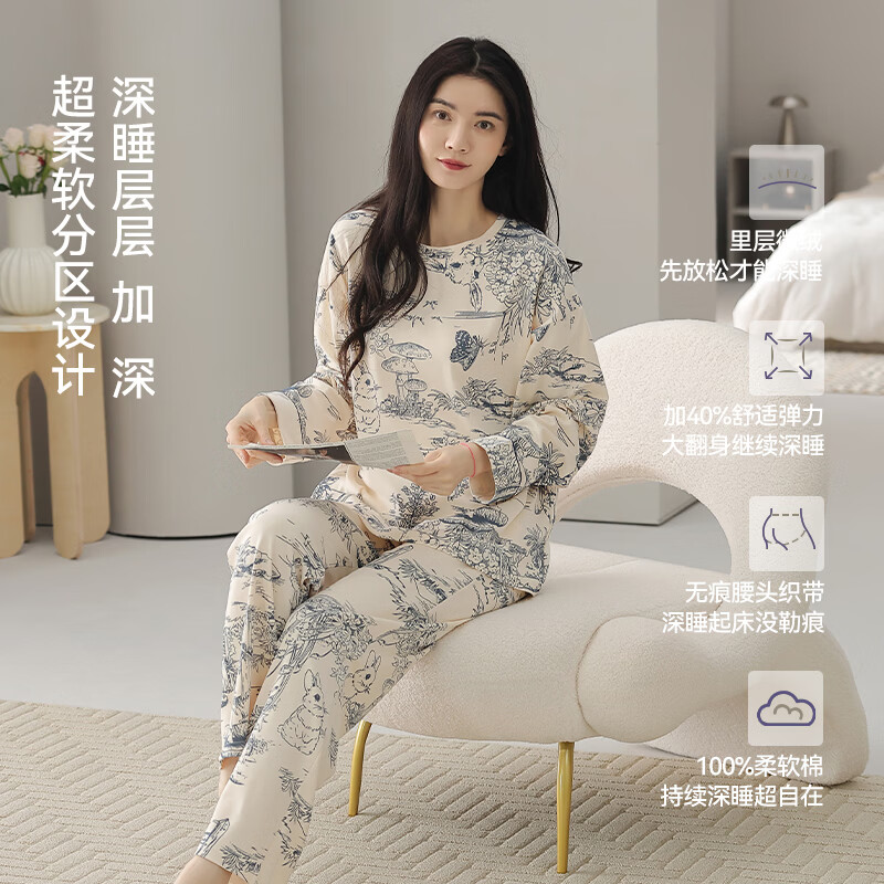 è�� Ůʿ˯���ﶬ�����޼Ҿӷ� ���⴩ Բ��ˮī������װ 64.95Ԫ(����ȯ)������˯�º���(�ަأ�)????