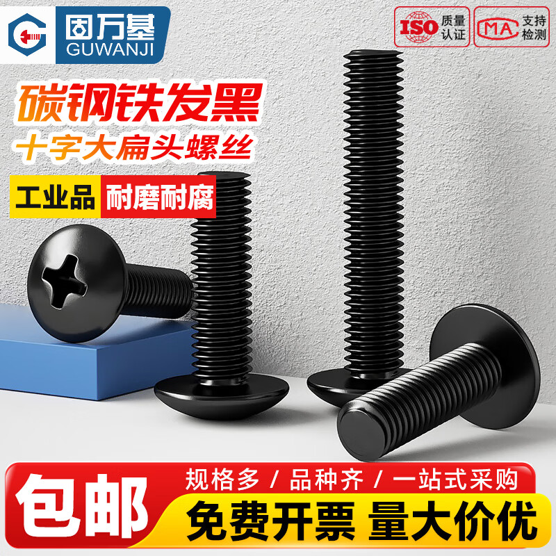 固万基（GUWANJI）铁黑十字大扁头螺丝大伞头蘑菇圆头机丝螺栓螺丝钉M2M3-M6 M2x3[2000个]