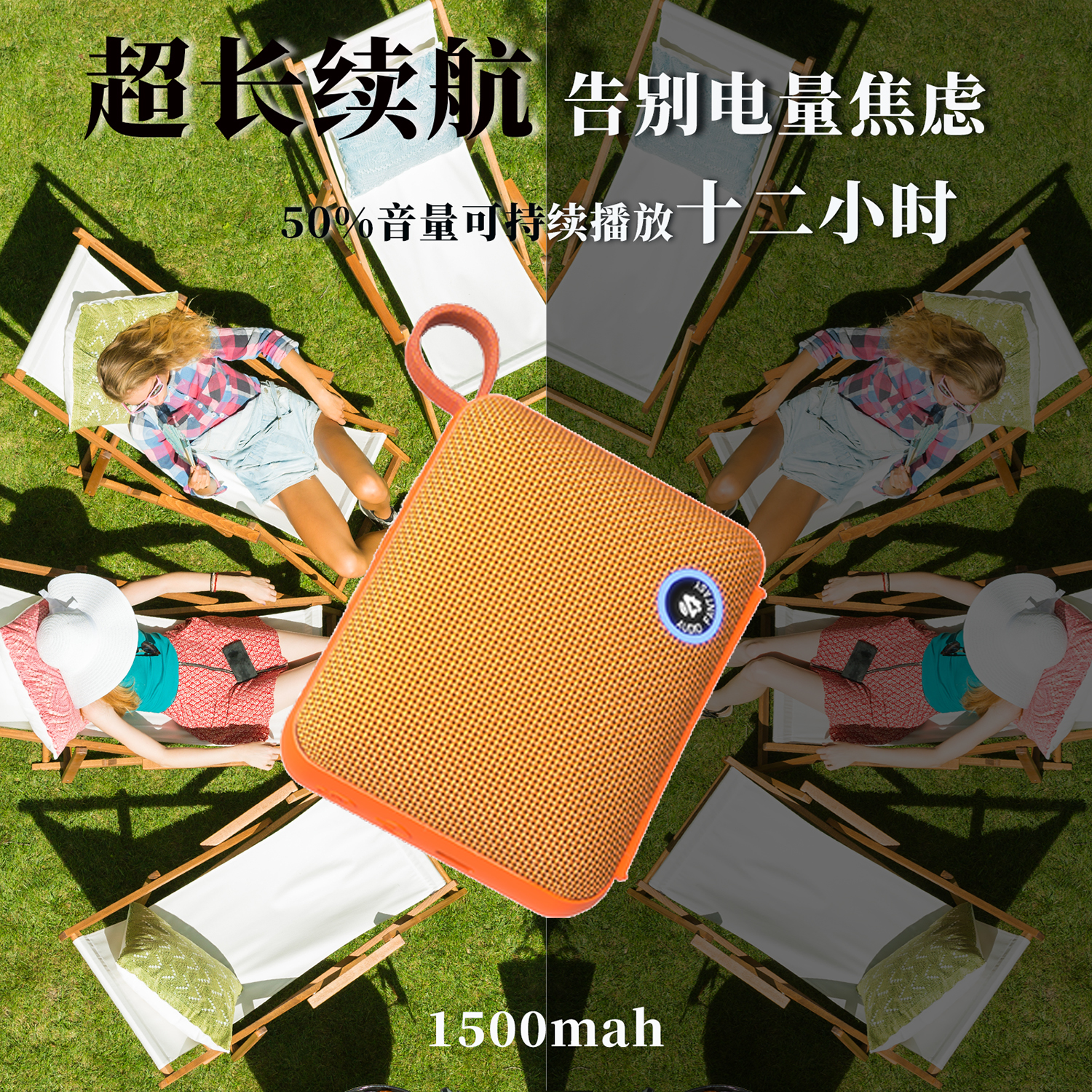 AUDIO FANTASY旗舰款BP26蓝牙音箱 | IP68防尘防水+蓝牙5.3芯片 | FM收音+智能LED屏显 BP26橙色（呼吸灯）