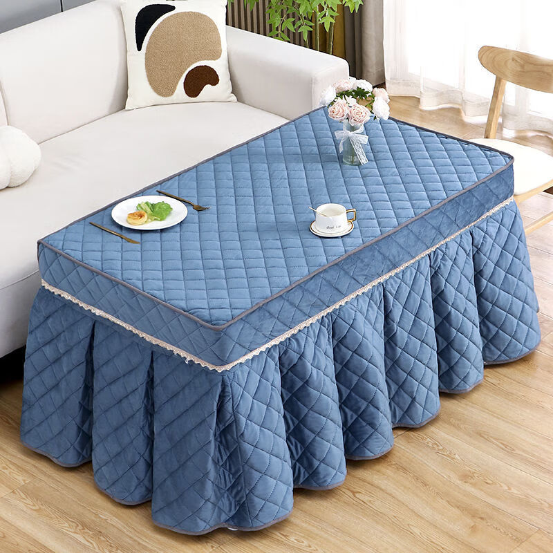 眷耐烤火罩电烤炉桌子取暖桌套长方形加绒电暖炉加厚烤火电炉茶几桌布 烟墨灰-亲肤绒揭盖款 长125*宽70*高68厘米-精准全包围