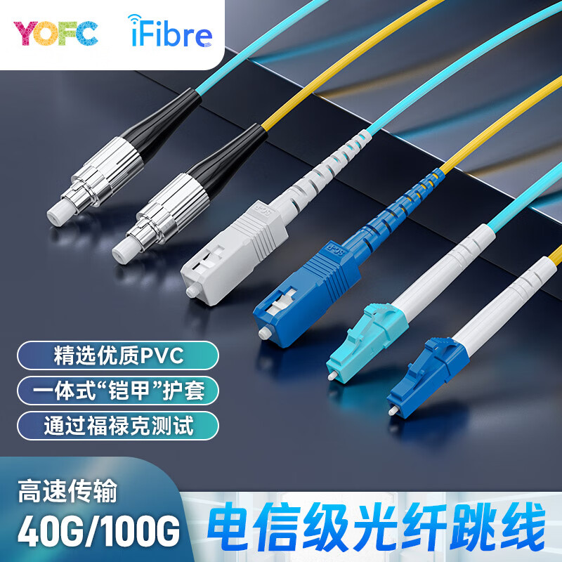 长飞电信级光纤跳线 SC-SC工程单模单芯2.0线径光纤尾纤 入户光纤网线 多模单芯光纤线 LC-LC 多模单芯 支持40/100G-水绿色 15m