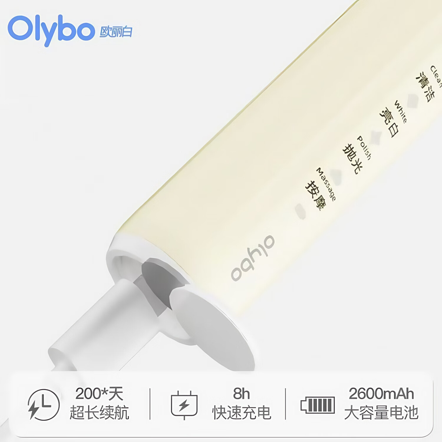 Olybo欧丽白电动牙刷O1 智能声波牙刷成人专用长效续航罗马柱 暮山紫（配2支刷头+旅行盒*1）