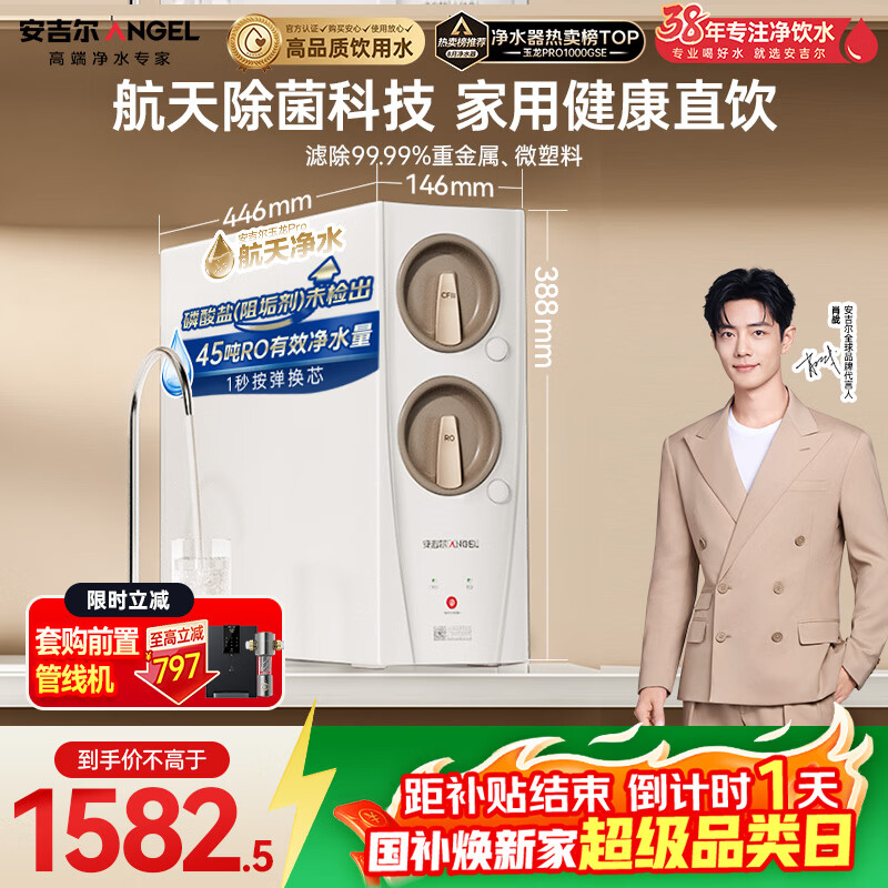 安吉尔家用净水器玉龙Pro1000GSE反渗透厨下直饮机5年长效RO膜母婴直饮净水机过滤器J3673-ROC120 b型