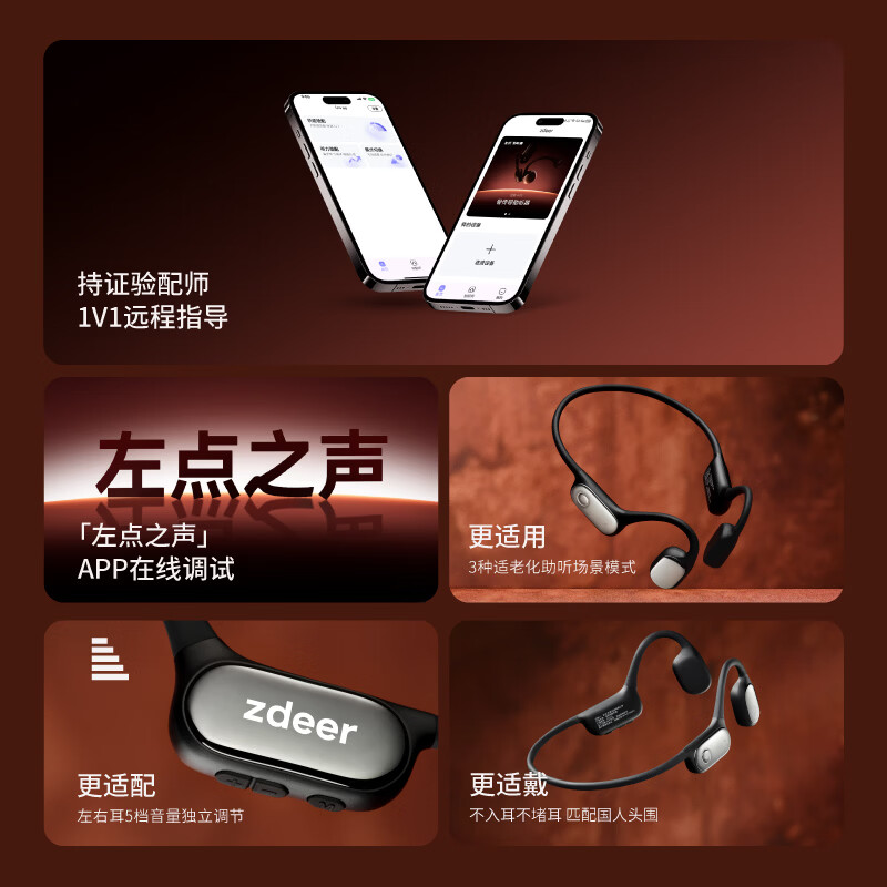左点zdeer骨传导助听器 防丢不入耳颅骨传中老年人轻中重度耳聋耳背 4代se|性价比款|左右独立调节|5H续航