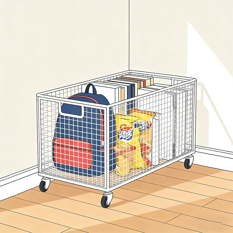 尔思家书架落地置物架书柜储物柜一体靠墙可移动小推车带轮桌下书架 白色-大号