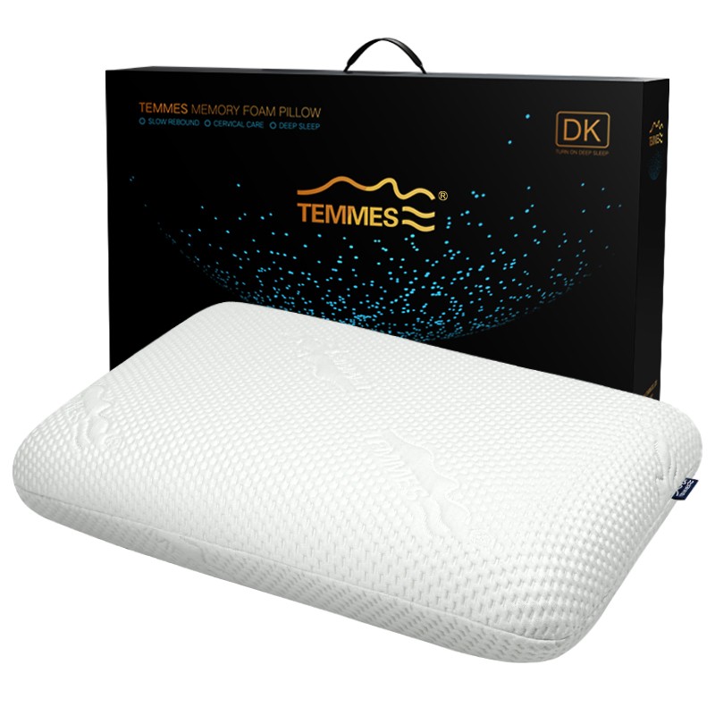 TEMMES 丹麦泰梅斯 枕头颈椎枕睡眠慢回弹睡觉专用记忆棉枕头芯 莱赛尔舒柔肌感枕套 单只 软弹释压芯材