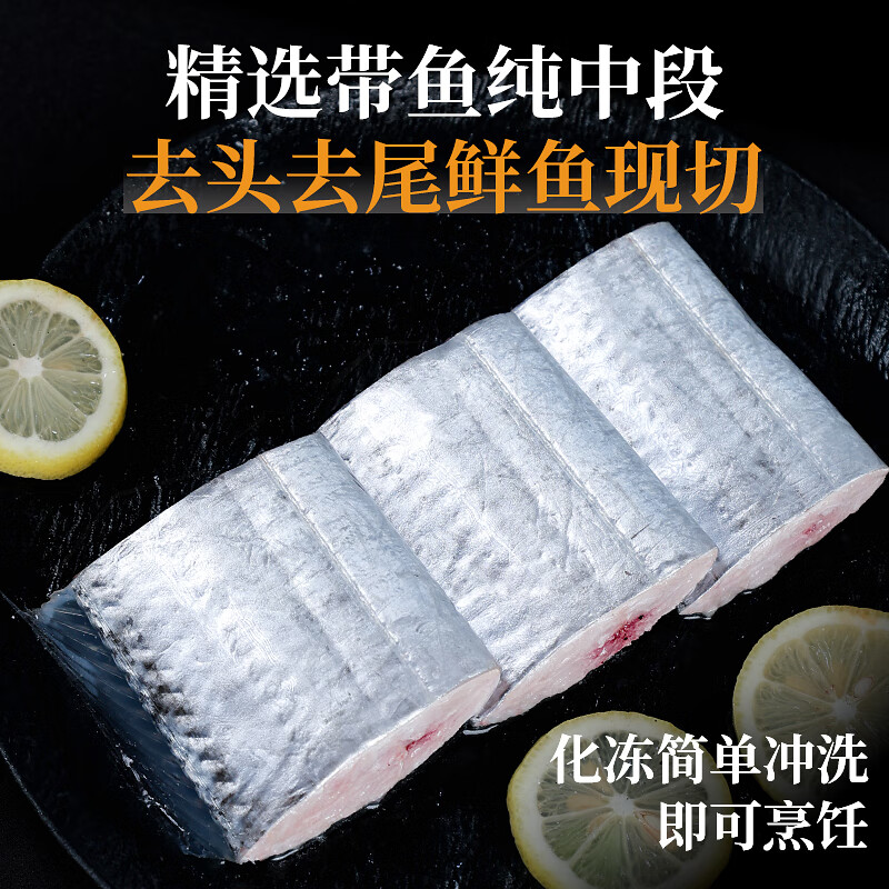 轩农谷正宗舟山带鱼段中段新鲜冷冻刀鱼段东海小眼带鱼特大号带鱼纯中段 【400g/包*5包】特大号中段
