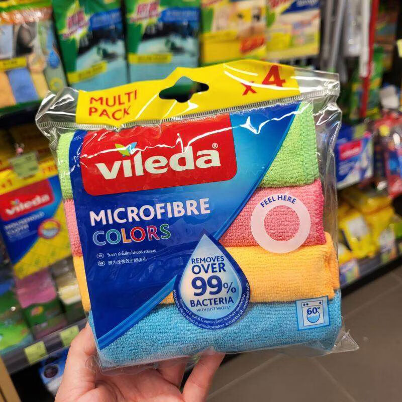 Vileda香港廚房抹布超微細(xì)纖布洗碗巾不粘油擦桌清潔布 4片裝