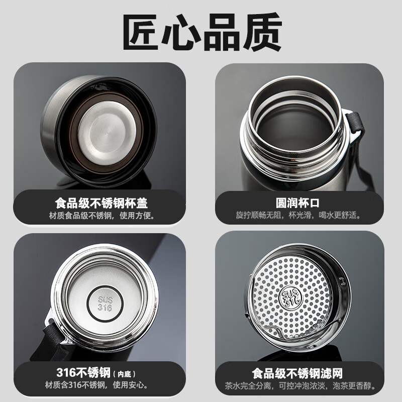 YOUSIJIE保温杯水杯保温杯男款保温杯大容量杯子保温杯男士水杯保温杯 太空银800ml