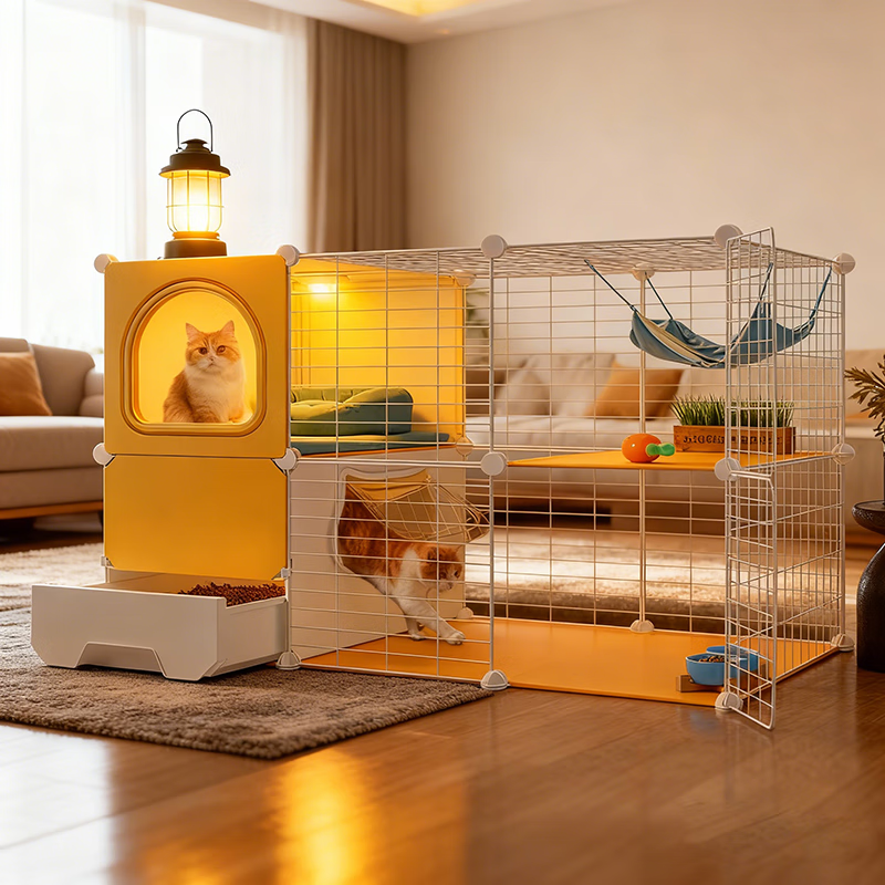 蔻丝猫笼子超大空间家用室内猫窝猫厕所一体遥控灯猫咪猫别墅