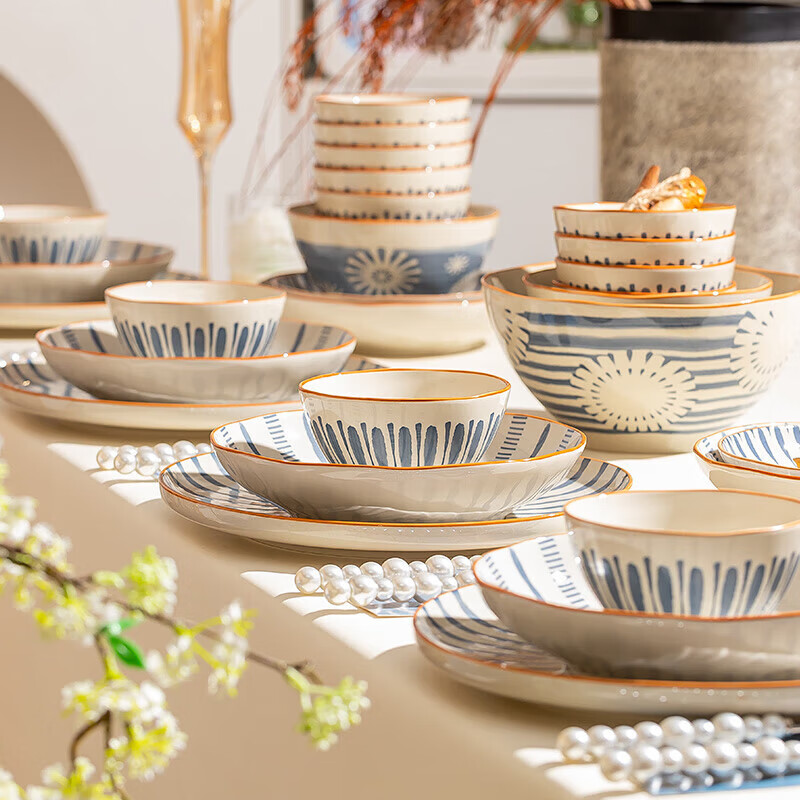 器树日式陶瓷碗碟套装家用2025新款釉下彩陶瓷餐具套装乔迁日式新居 【无礼盒简装】2人食 9件套 破损包赔