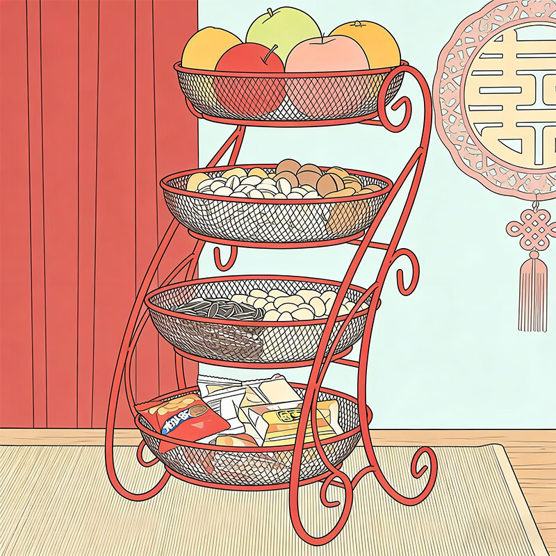 尔思家果盘水果盘家用客厅茶几干果盘糖果盘轻奢水果篮高档零食摆放盘 金色大号