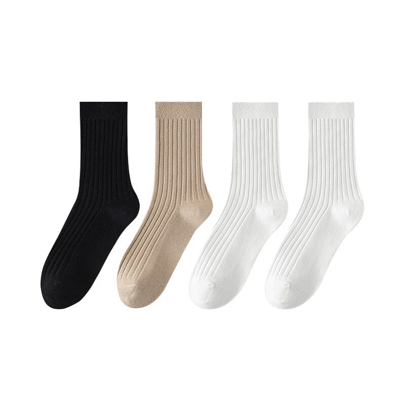 剑蔓高端抗起球棉 堆堆袜 女款10A级抗菌防臭袜子女 中筒 中长款 秋冬 拍1发4混色【包含赠送共发 4双 均码