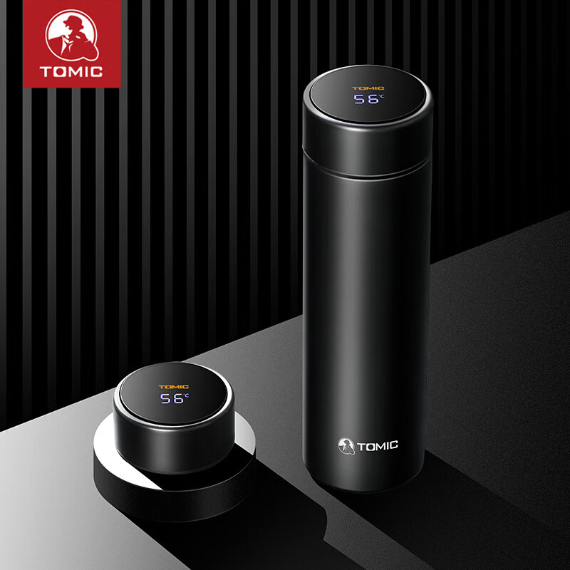 特美刻（TOMIC）保溫杯新款便攜泡茶杯不銹鋼水杯女生男款士杯子 黑色 480ML