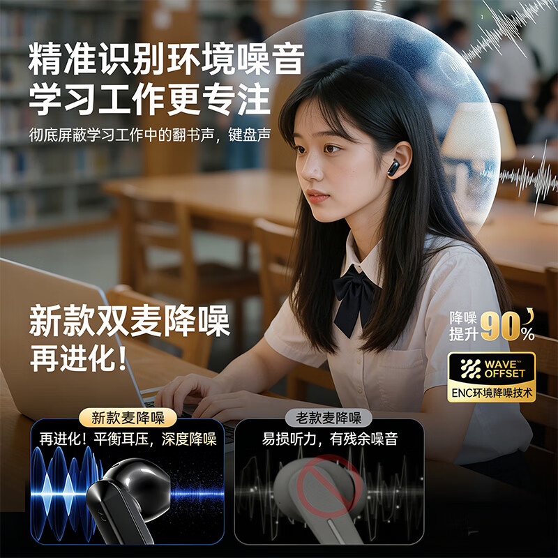 金运【2026最新款丨两幅耳机】蓝牙耳机超长续航耳夹式半入耳二合一无线通话降噪运动跑步翻译A30Ai 【永久Ai翻译丨舒适&音质双满分】-冰晶白 【拆封也能退丨试用体验不花钱】