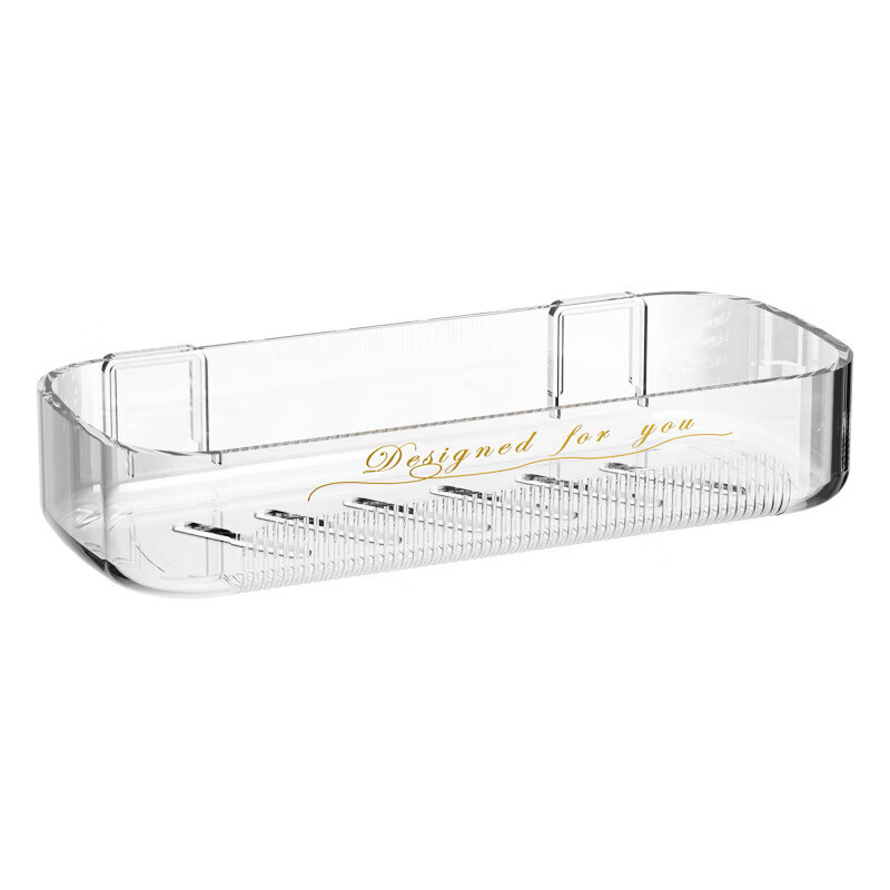 免打孔浴室置物架家用卫生间洗漱用品沥水加高轻奢无痕壁挂收纳架 流光置物架【透明色】