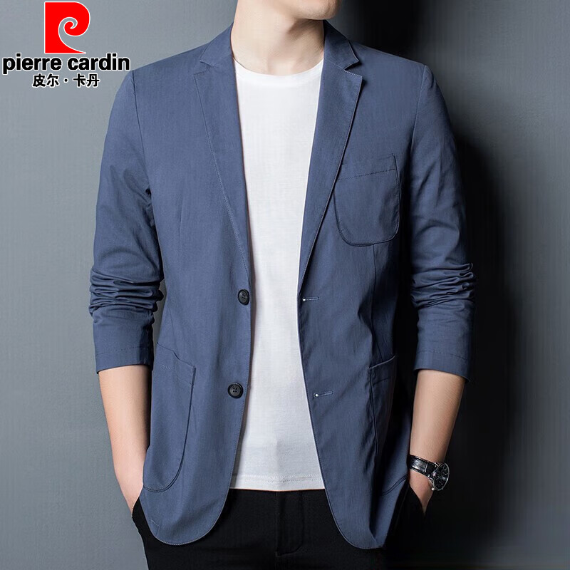 皮尔卡丹（pierre cardin）高端男装休闲西装男士春夏季薄款免烫抗皱商务单西服定制大码外套 浅蓝色29966 标准尺码 190/码 京东折扣/优惠券