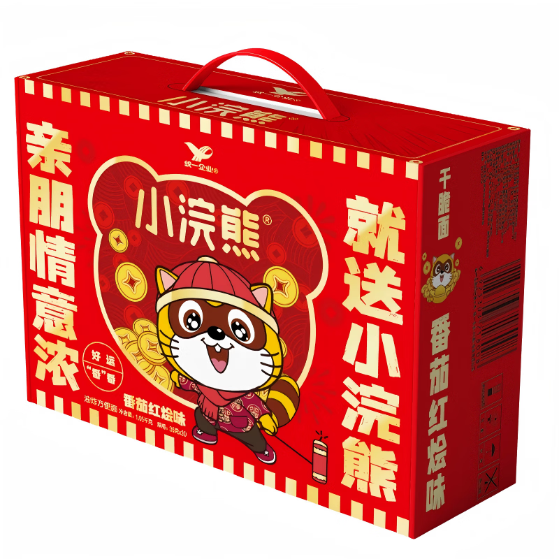 统一小浣熊 【年货礼盒】番茄红烩35g*30袋 干脆面方便面