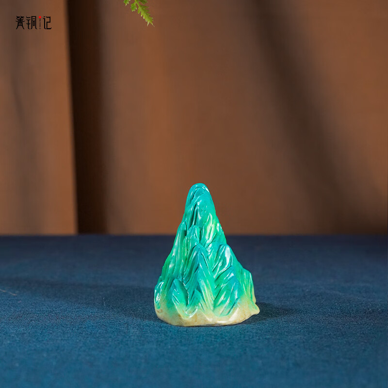 箐铜记千里江山黄铜摆件新中式轻奢山水文玩桌面装饰品乔迁礼物礼盒装 千里江山+底座