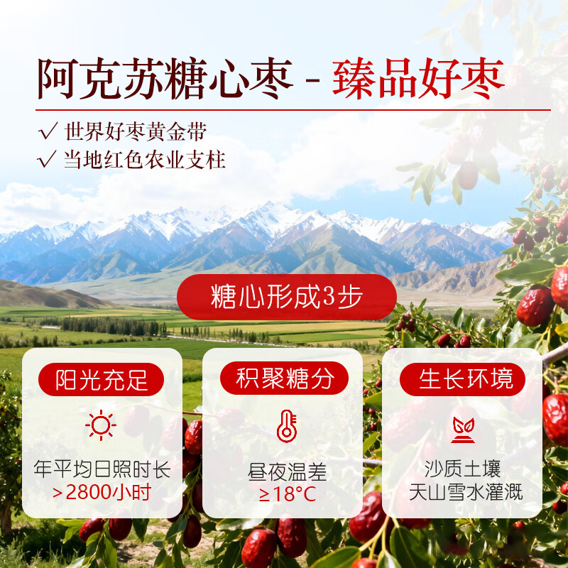 丰域美疆新疆特产大枣子泡水喝煲汤零食大红枣新疆特级一级京东自经营2025 【超特级枣王】阿克苏最好的枣 阿克苏糖心枣500g*2包
