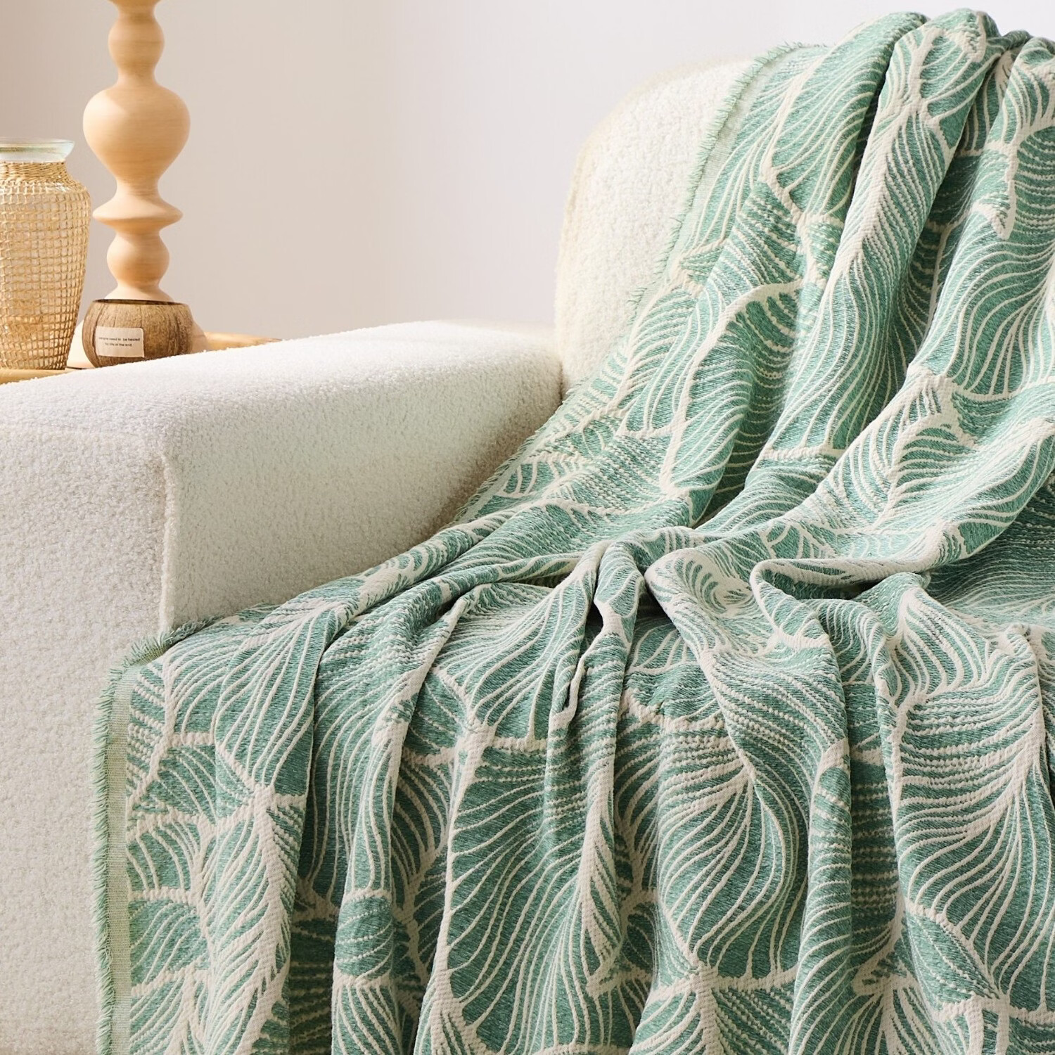 VTX外贸欧美午睡毯休闲毯车载沙发毯全盖毯流苏毯田园小清新保暖披肩 浅绿 127*153CM