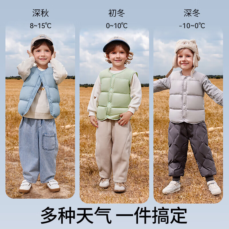 贝肽斯儿童羽绒马甲保暖男女童秋冬款婴儿宝宝防寒外穿背心 幸福蓝【常规款】 90 cm