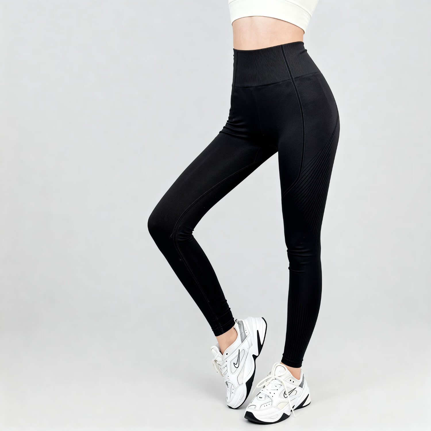 帕米德（PAMELDE）打底裤女训练跑步运动紧身收腹外穿速干提臀健身瑜伽裤鲨鱼裤 星耀黑/尺码可备注换 适合体重125斤以下 M 推荐106-125斤