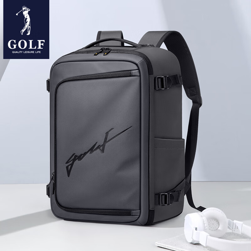 高尔夫（GOLF）双肩包休闲背包男女初中高中大学生电脑书包旅行包【Q】 款式7-灰色