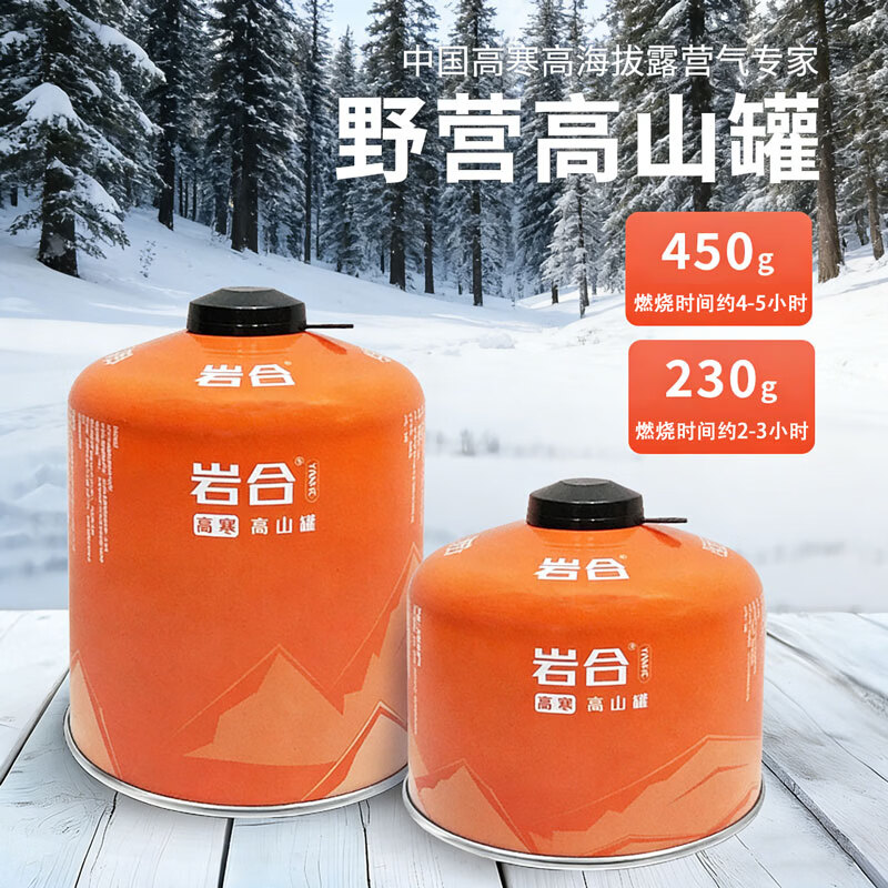 岩合高山气罐 便携户外瓦斯煤气瓶 旅行装备露营高原扁气罐 450g高山气罐*4瓶