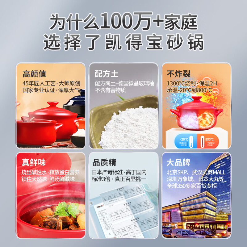 凯得宝(K+dep)日本日式轻舞砂锅煲汤炖锅煲仔饭陶瓷燃气灶干烧不裂家用耐热沙锅 轻舞锅2-5人适用红 3L