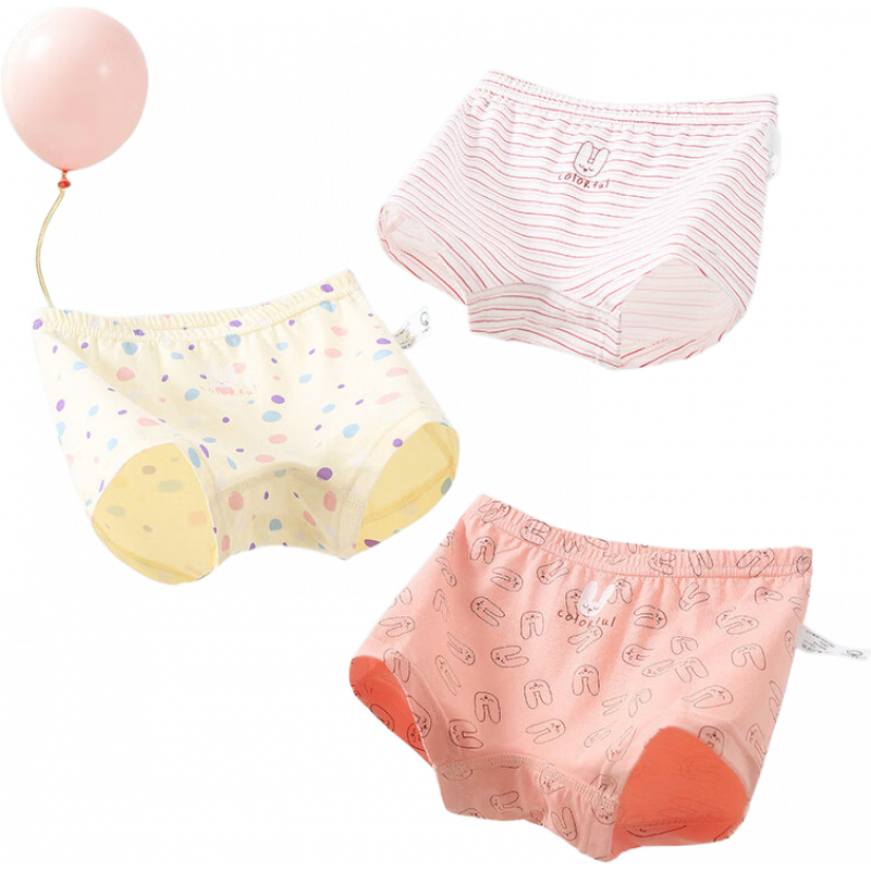 优贝宜（YOBEYI）女童内裤纯棉短裤儿童平角内裤女孩四角裤中大童裤头3条装 小兔组合 140 cm