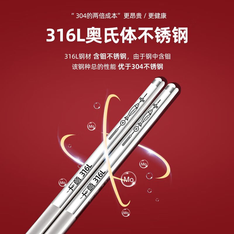 CRHMMFLF不锈钢筷子食品级家用套装防霉防滑防烫年年有鱼 【年年有鱼】 5双 【精品不锈钢】