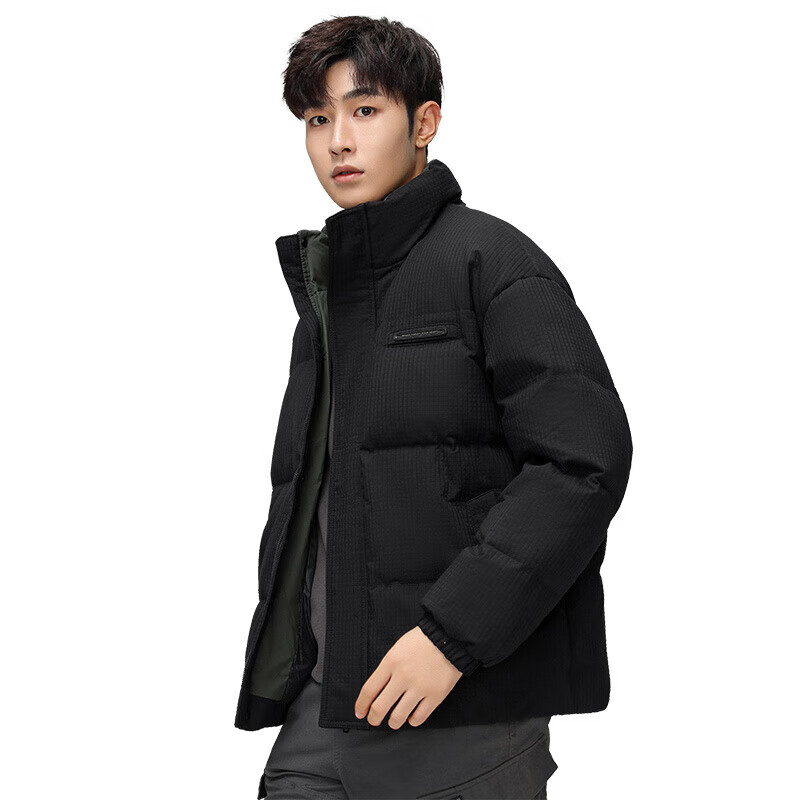 国际标准羽绒服高品质保暖国标服加厚潮流立领外套 黑色 M