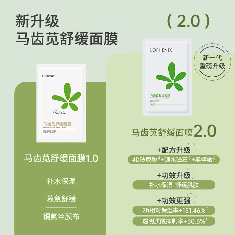 孔凤春马齿苋舒缓面膜精华足深入补水保湿润透救急修护熬夜换季贴片面膜 【到手15片】舒缓保湿10片