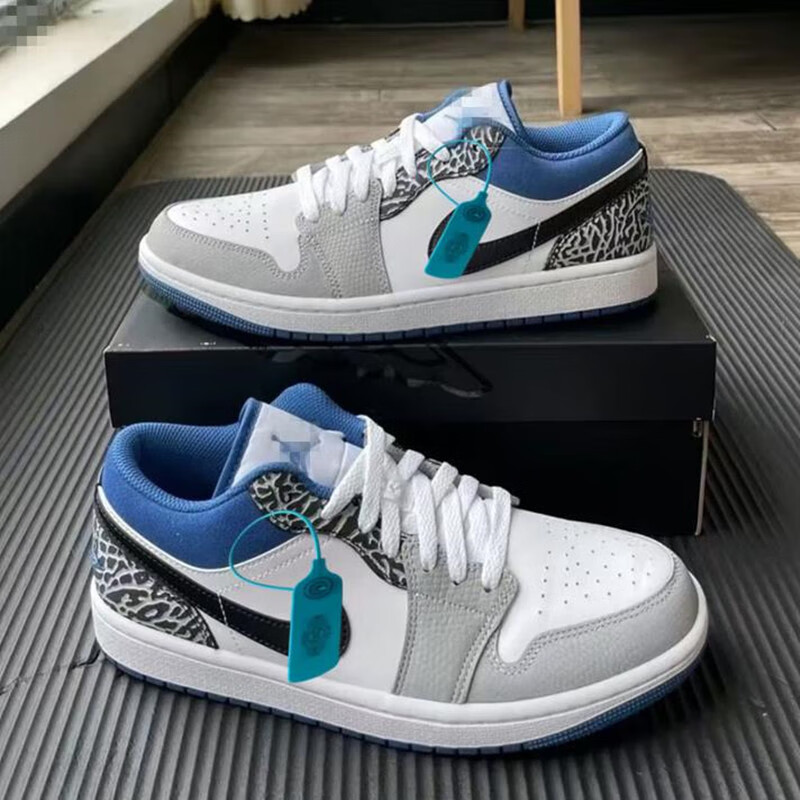 FIAA21RSQ莆田纯原时尚滑板鞋青少年学生校园篮球鞋男女情侣AJ1运动休闲鞋 AJ乔1午夜蓝（高版本+吱吱响） 40